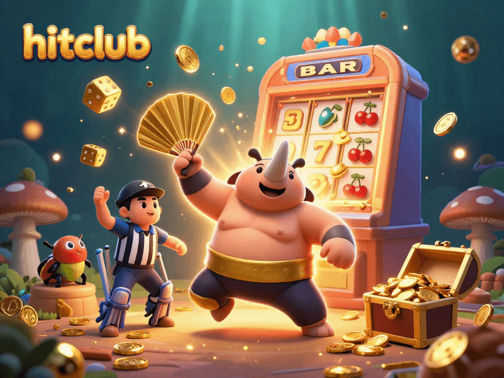 Experience the thrill of hitclub gaming with a vibrant 3D scene of a beetle champion amidst casino elements.