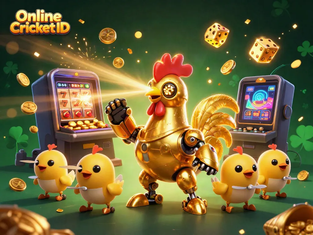 Experience the thrill of betting with an Online Cricket ID through a dynamic and colorful casino scene.