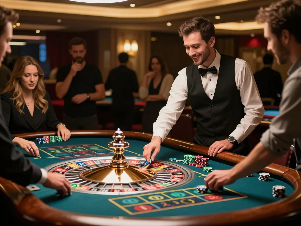Exciting roulette gameplay at linuxmag-france, with players engaged and colorful chips on the table.