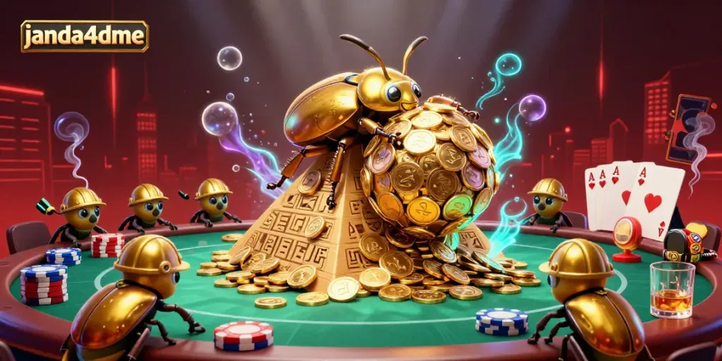 Gulir bola emas dengan simbol kasino yang berkilau di janda4dme, menarik dalam strategi taruhan.