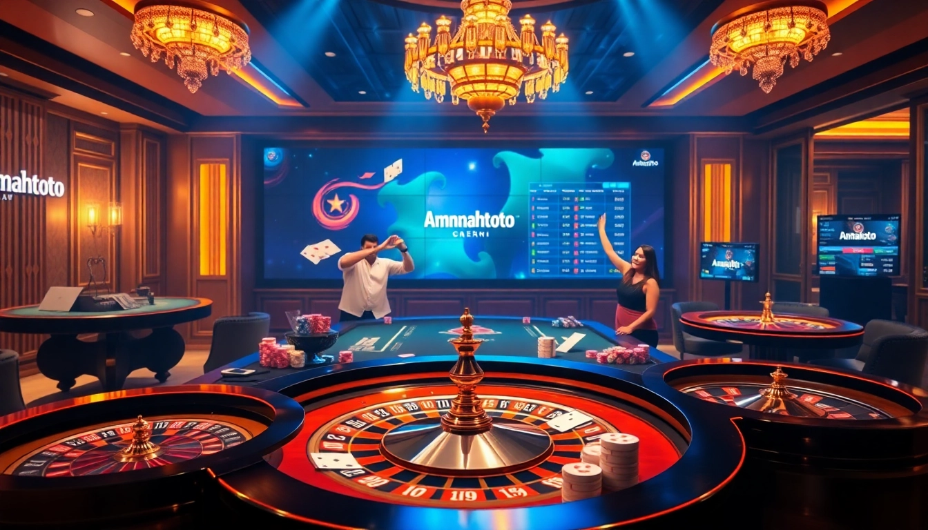 Experience the excitement of amanahtoto with a luxurious online casino scene featuring engaging games.