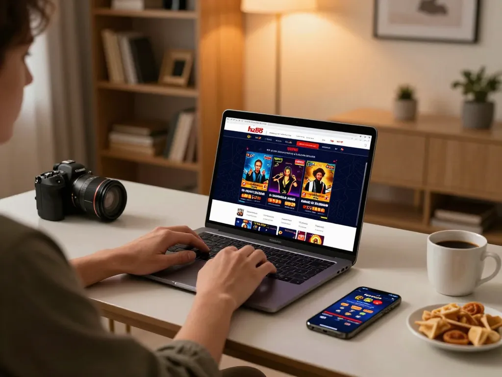 Engaged user placing bets on the hz88 online casino platform with a high-end gaming setup.