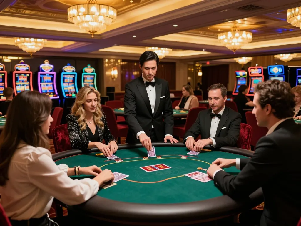 Players engaging in an intense poker game at bk8 casino, showcasing high stakes and vibrant atmosphere