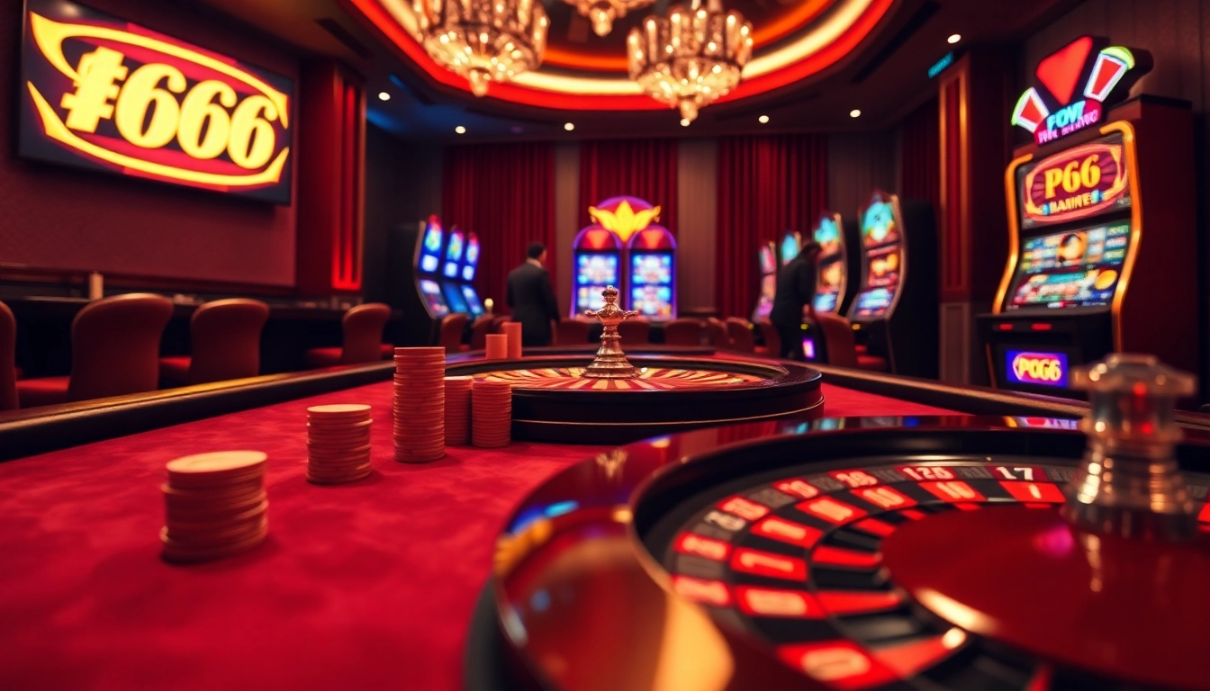 Experience the thrill of PG 66 with poker chips and roulette at an online casino.