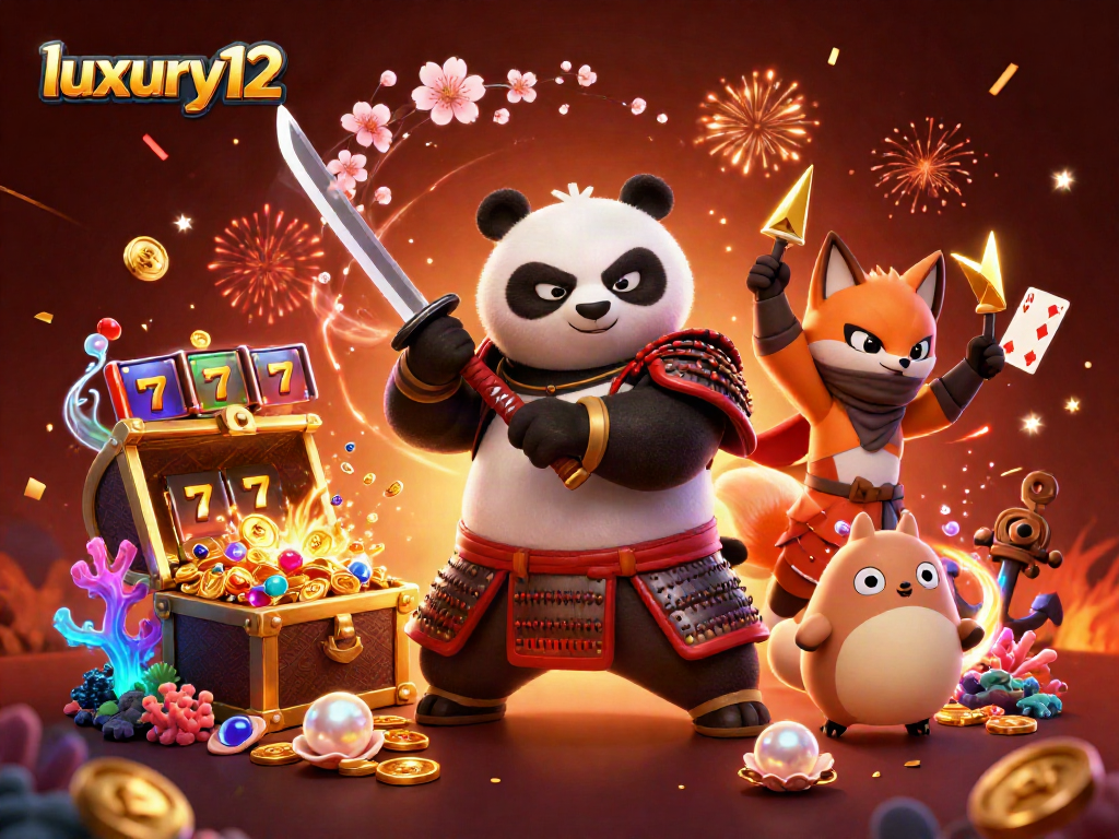 Gambarkan pengalaman bermain luxury12 dengan panda samurai dan teman ninja dalam bentuk visual yang menawan.