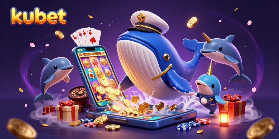 Engage with kubet’s exciting 3D casino world featuring whales, narwhals, and dolphins amidst vibrant games.