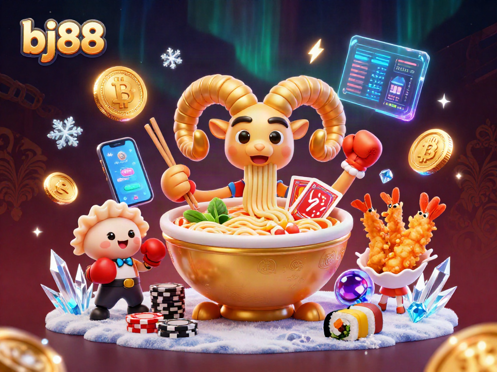 Engage with bj88's thrilling 3D casino scene featuring unique characters and crypto elements.