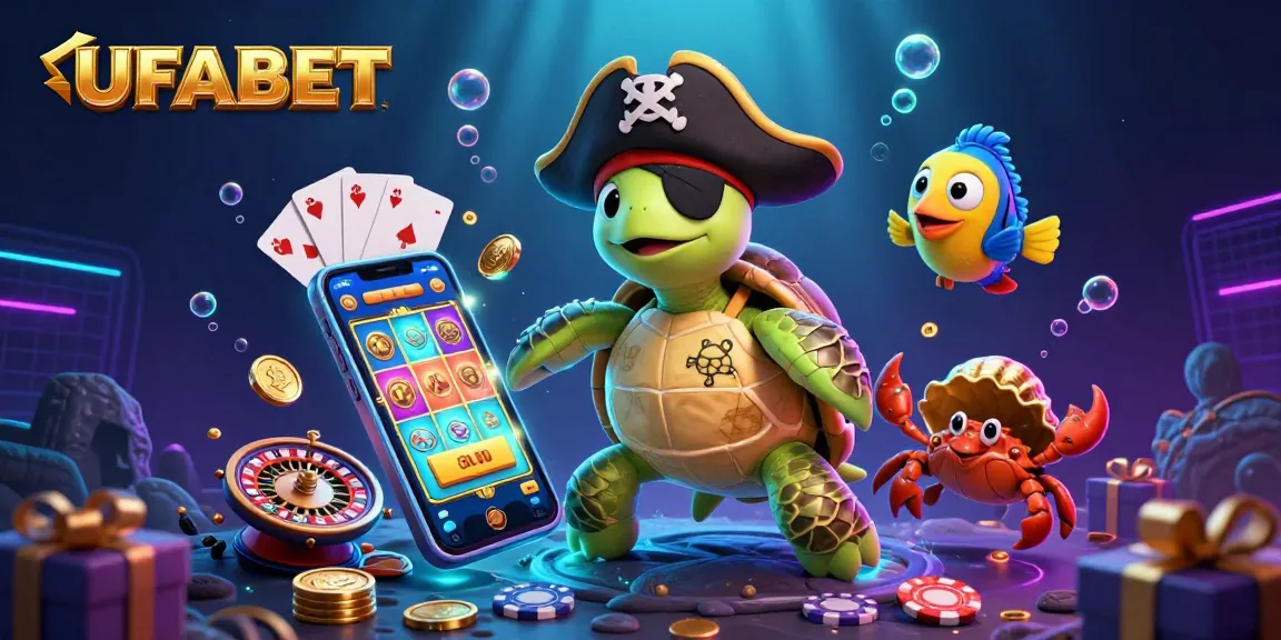Spin slot reels with UFABET's vibrant casino characters celebrating treasure and excitement.
