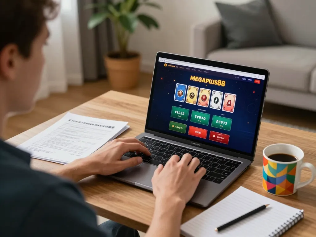 Player enjoying an online casino experience with megaplus88 that promotes strategic gameplay in a cozy setting