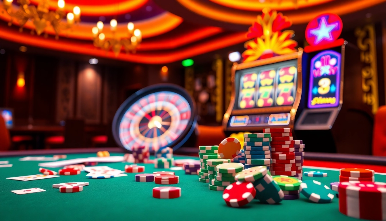 Engage with thrilling gameplay at mm88 com featuring colorful chips and a roulette wheel.