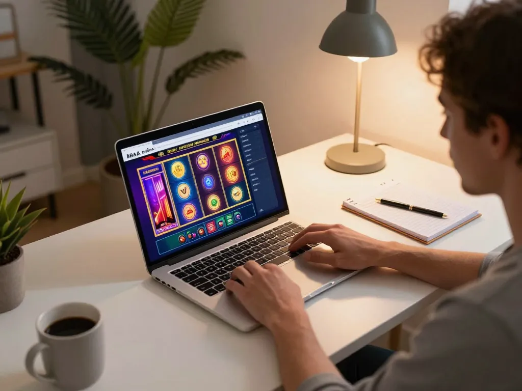 Engaging online gambling session with 88aa displayed on laptop screen