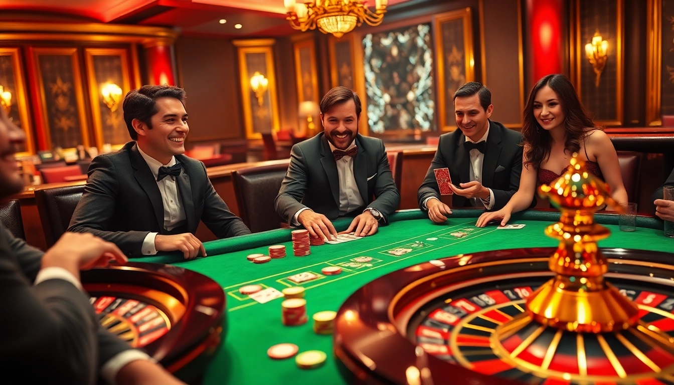 Experience the thrill of 23 win at a vibrant casino table with players enjoying poker and excitement.