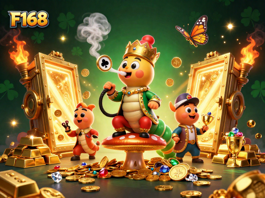 Experience thrilling gaming at F168 with dynamic characters and treasure-filled scenes.