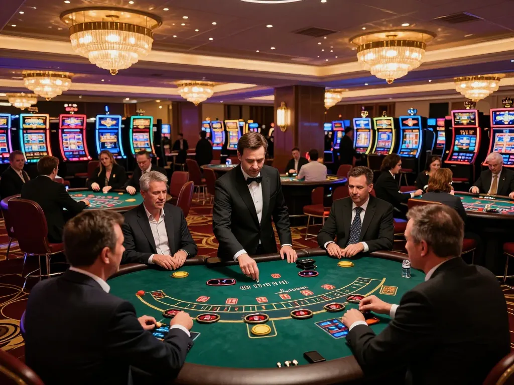 Players at PLANET88 blackjack table enjoying engaging gameplay under warm casino lighting.