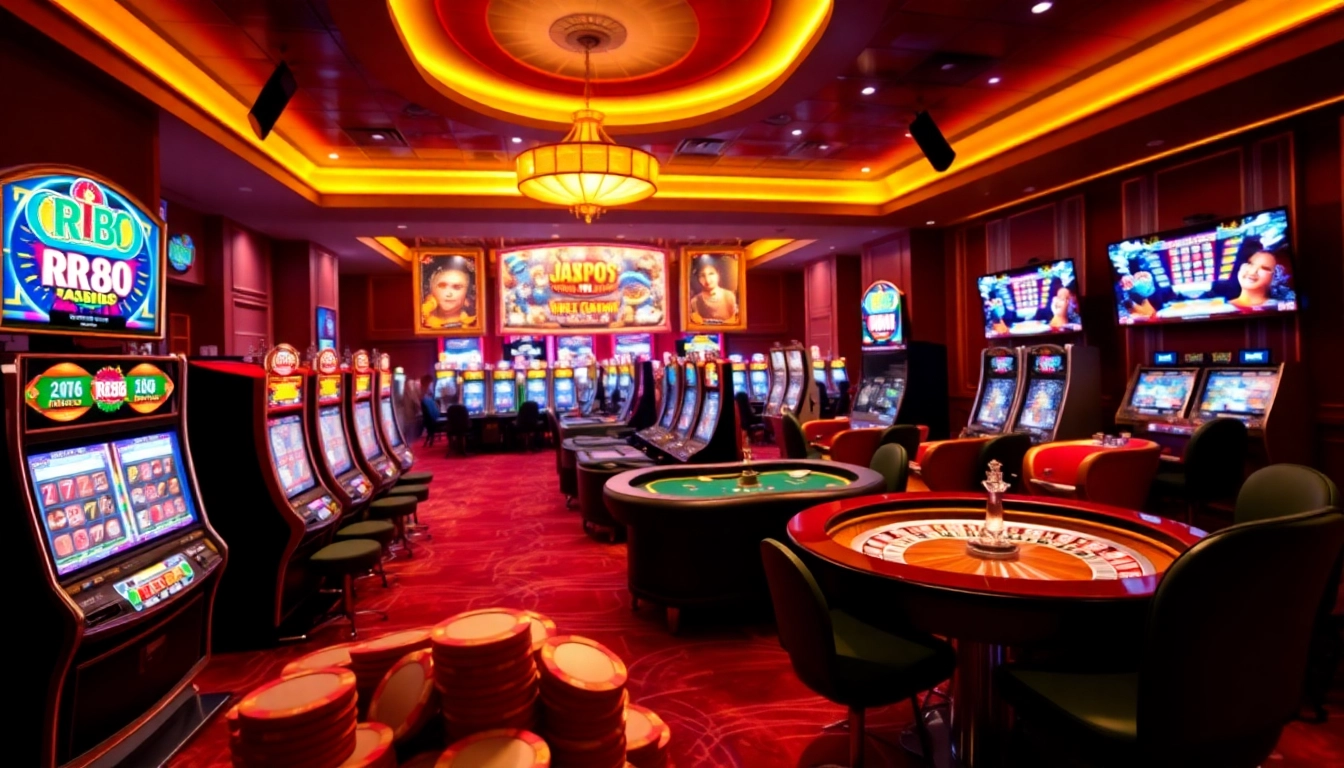 Visually engaging scene showcasing RR88 link with vibrant casino gaming atmosphere