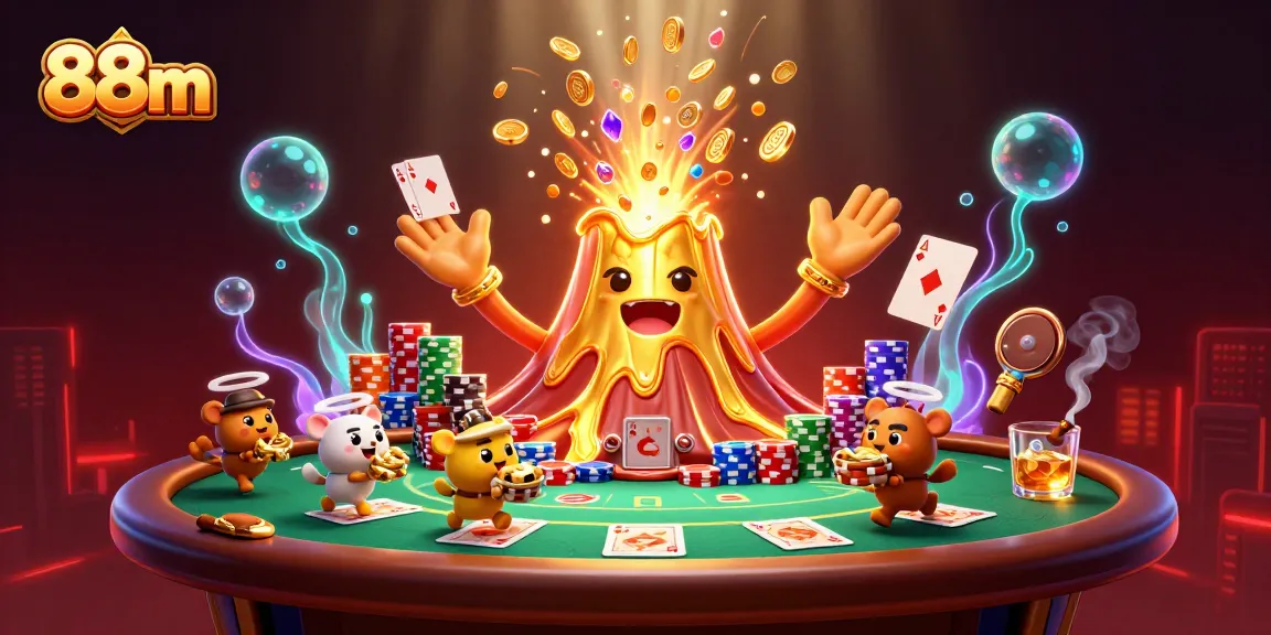 Hit a jackpot with 88m featuring a triumphant volcano erupting coins and treasures.