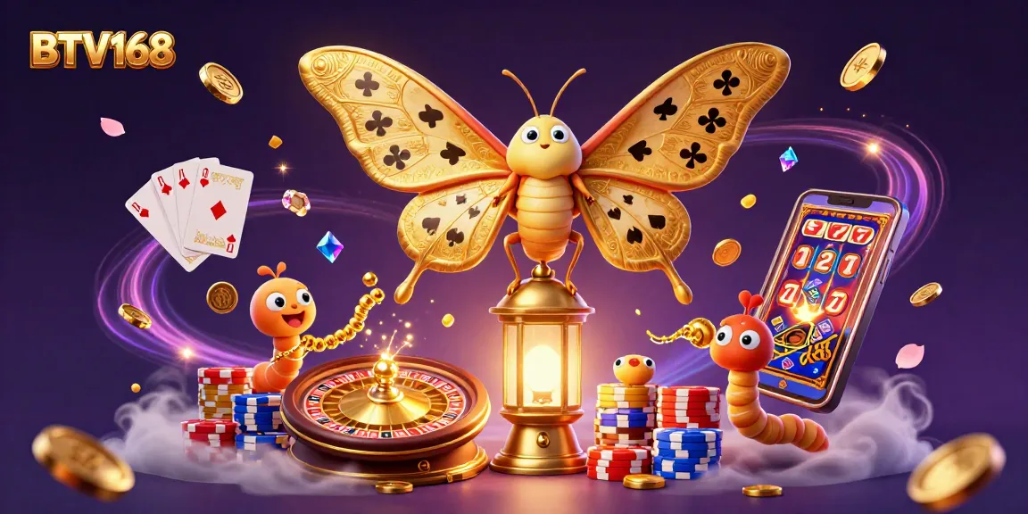 Experience BTV168 with vibrant golden gaming elements and enchanting 3D illustrations.