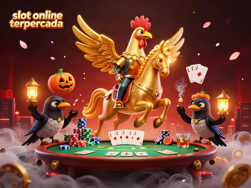 Pemain menikmati slot online terpercaya dengan suasana kasino yang megah dan penuh warna