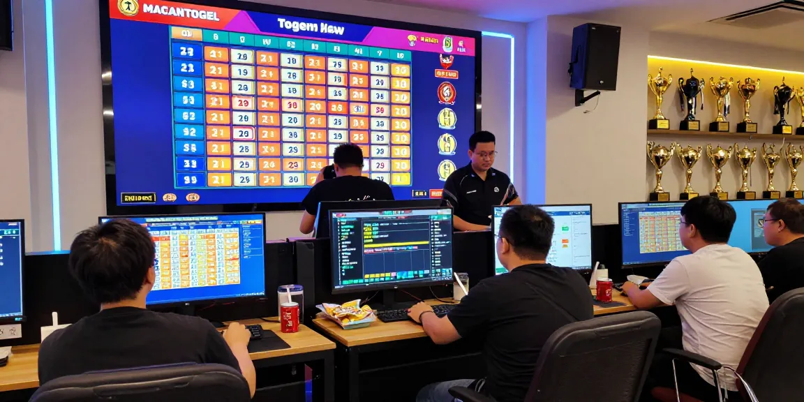 Players enjoying macan togel online, engaging with live draw and statistics in vibrant gaming atmosphere.