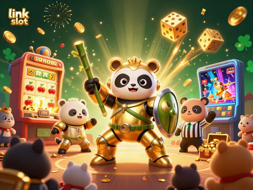 Mengguncang mesin slot dengan link slot yang memicu ledakan koin dan lampu, di tengah arena hiburan hewan.