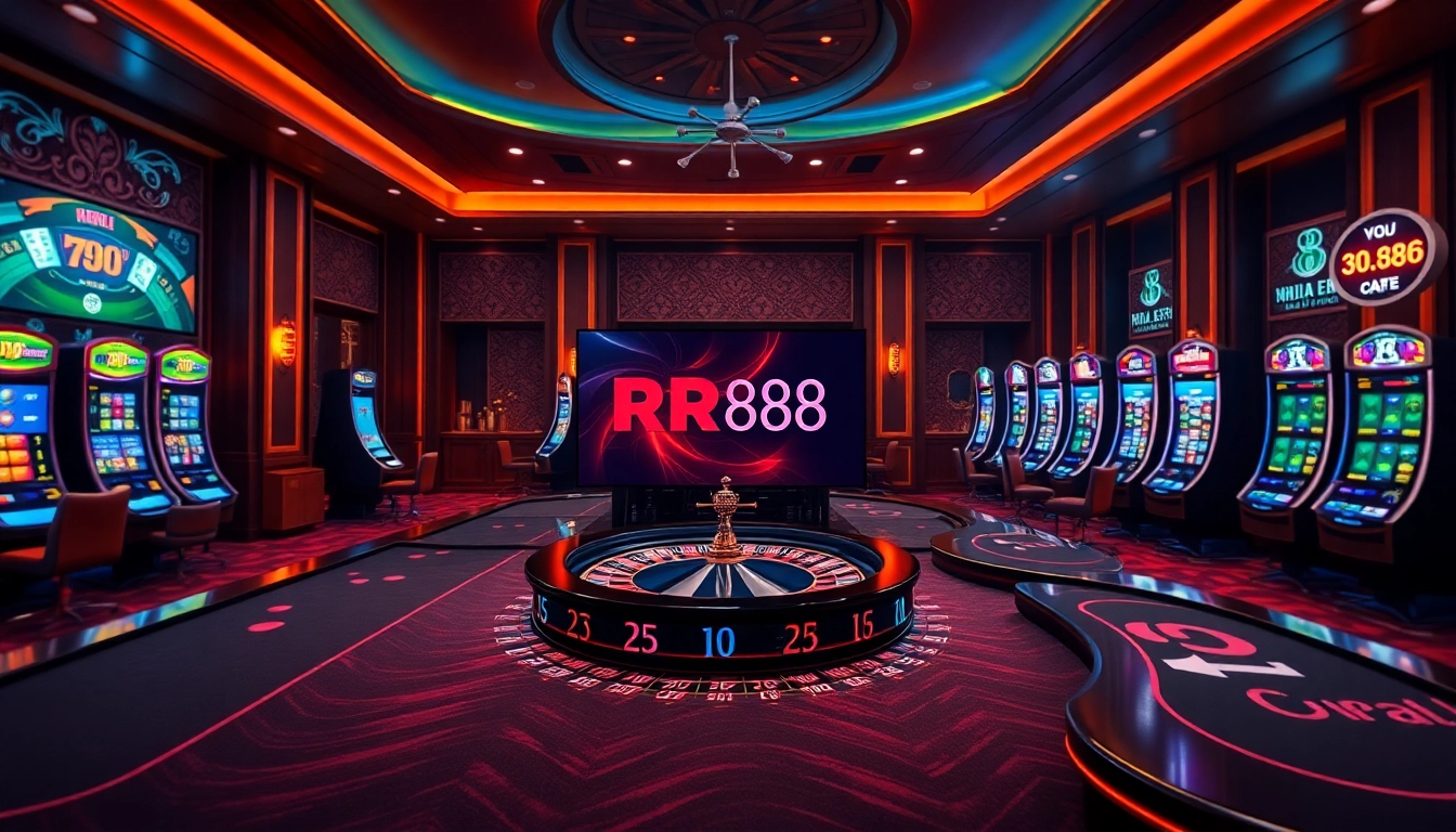 Engaging gameplay at Nhà Cái RR88, showcasing roulette, poker chips, and a vibrant casino interface.