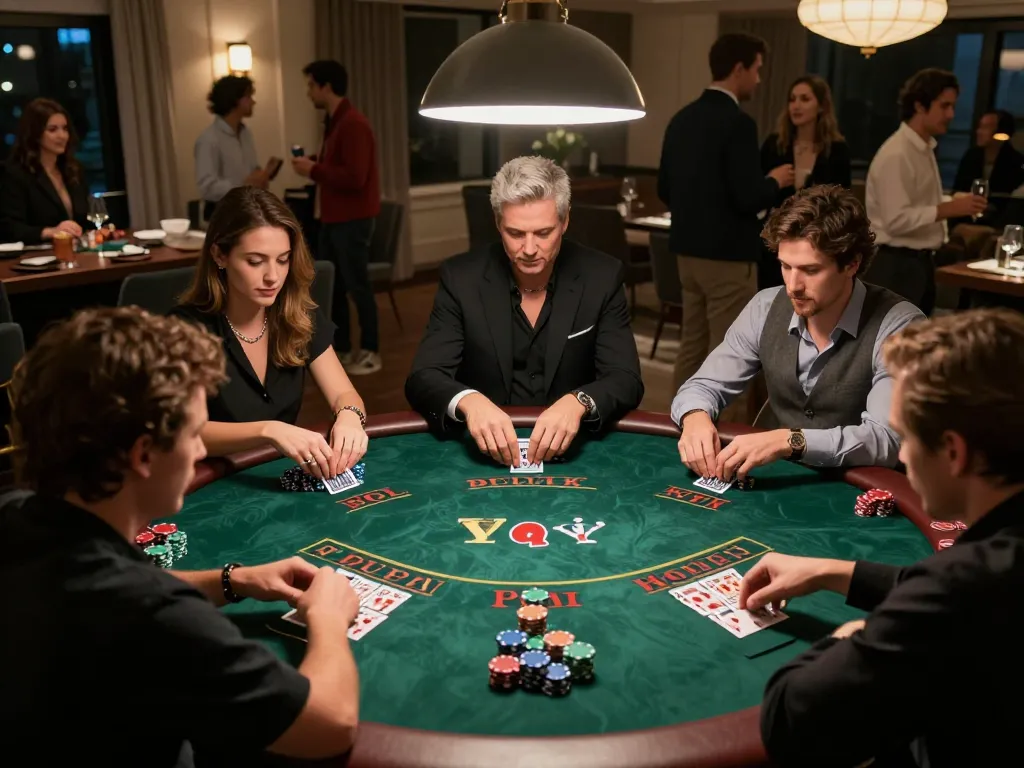 Players engaging in a live dealer game at home, showcasing strategic decisions at nhà cái 8xbet.
