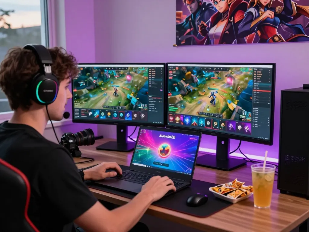 Engaging gaming setup showcasing sunwin20 interface with vibrant graphics and player interactions.