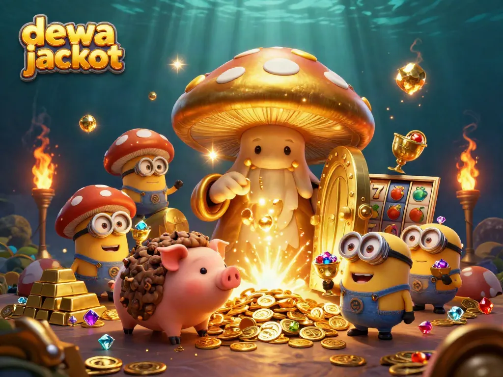 Menangkan dewa jackpot dengan ilustrasi 3D karakter kasino dalam suasana magis penuh harta.