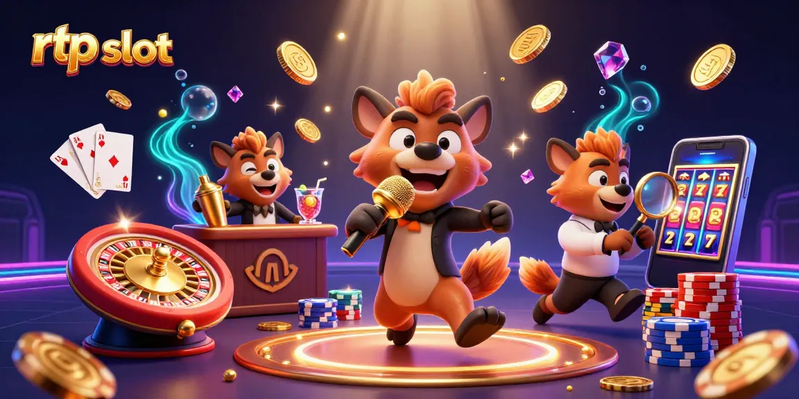 Explore rtp slot mechanics through a lively 3D illustration of hyenas at a casino.