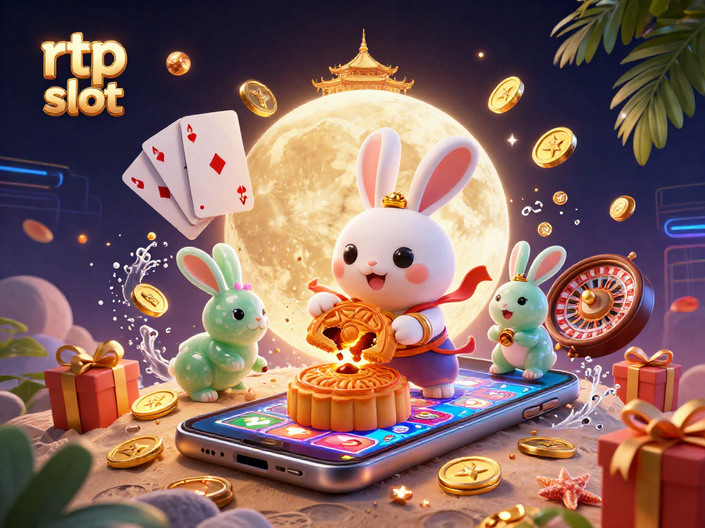Experience rtp slot gaming with lively 3D characters, poker chips, and vibrant casino elements.