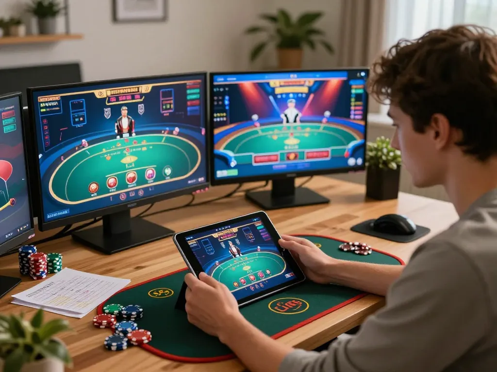 sin88 player actively engaging in online casino gaming while managing betting strategies