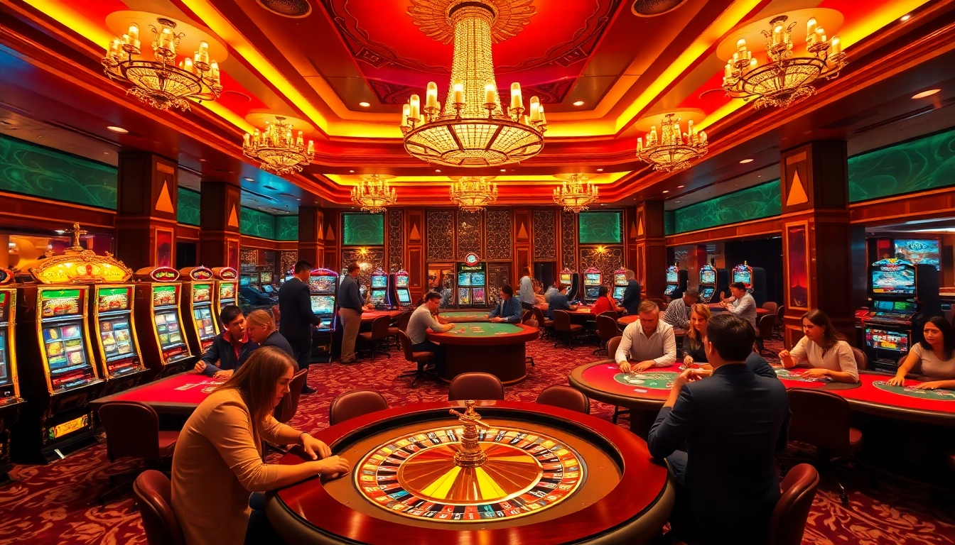Experience the excitement of gaming at trang chủ rr88, showcasing vibrant casino tables and joyful players.