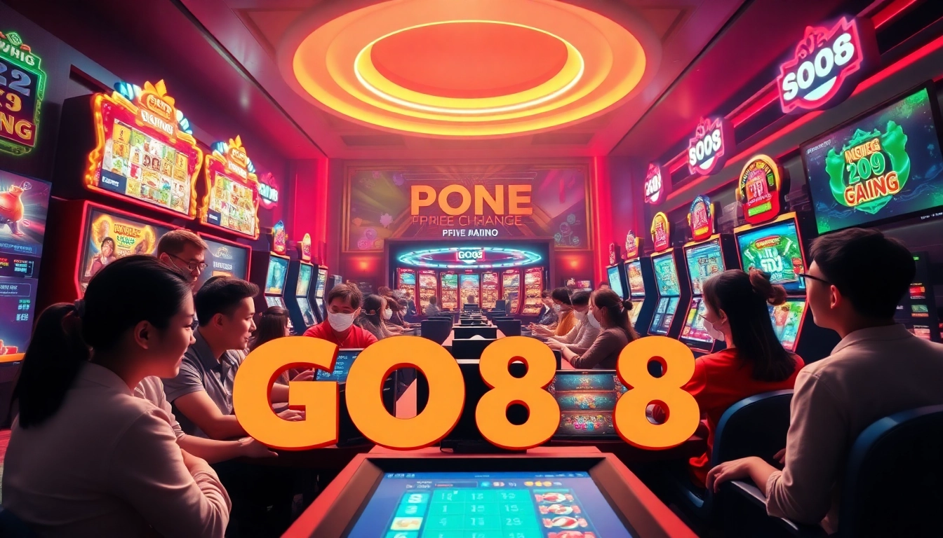 Exciting gaming scene at GO88, showcasing diverse players and vibrant atmosphere.