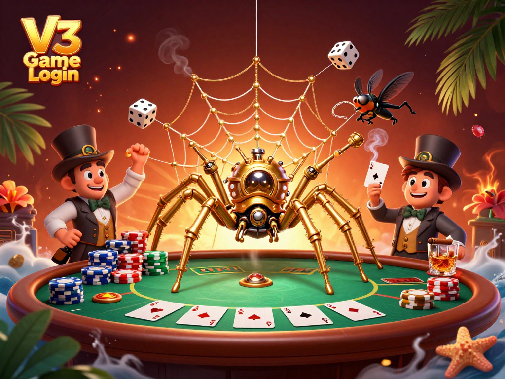 Experience seamless V3 Game Login with our engaging steampunk-themed illustration featuring unique gaming elements.