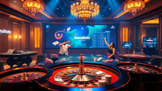 Experience the excitement of amanahtoto with a luxurious online casino scene featuring engaging games.