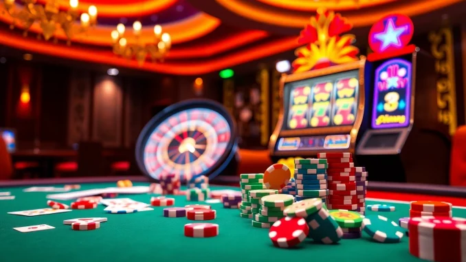 Engage with thrilling gameplay at mm88 com featuring colorful chips and a roulette wheel.