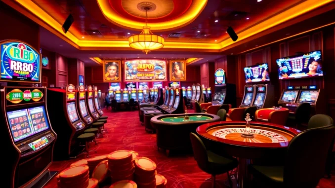 Visually engaging scene showcasing RR88 link with vibrant casino gaming atmosphere