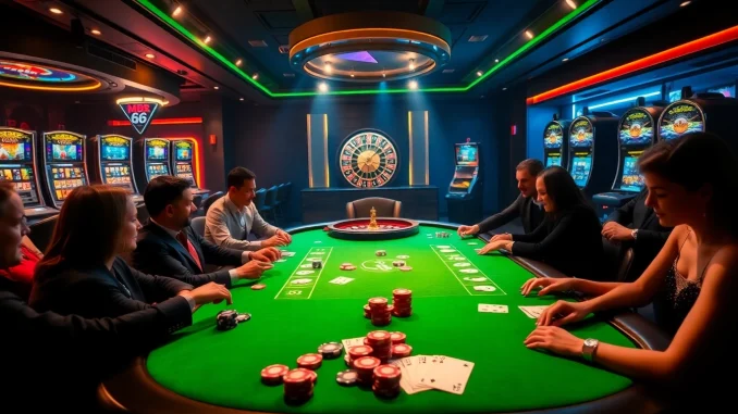 Players strategically engage in a thrilling game of poker at the lavish MB66 casino.
