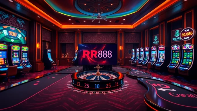 Engaging gameplay at Nhà Cái RR88, showcasing roulette, poker chips, and a vibrant casino interface.