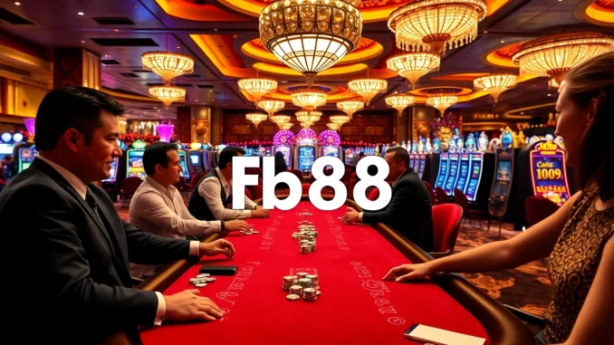Players enjoying a thrilling game at FB68 casino tables filled with excitement and vibrant colors.