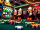Engage with slot demo excitement on vivid machines and table games in this vibrant casino scene.