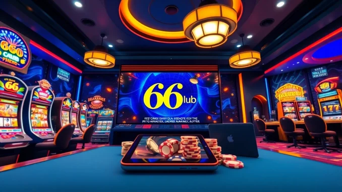 Engaging scene of the 66 club online gaming environment showcasing slot games, table games, and a live dealer.